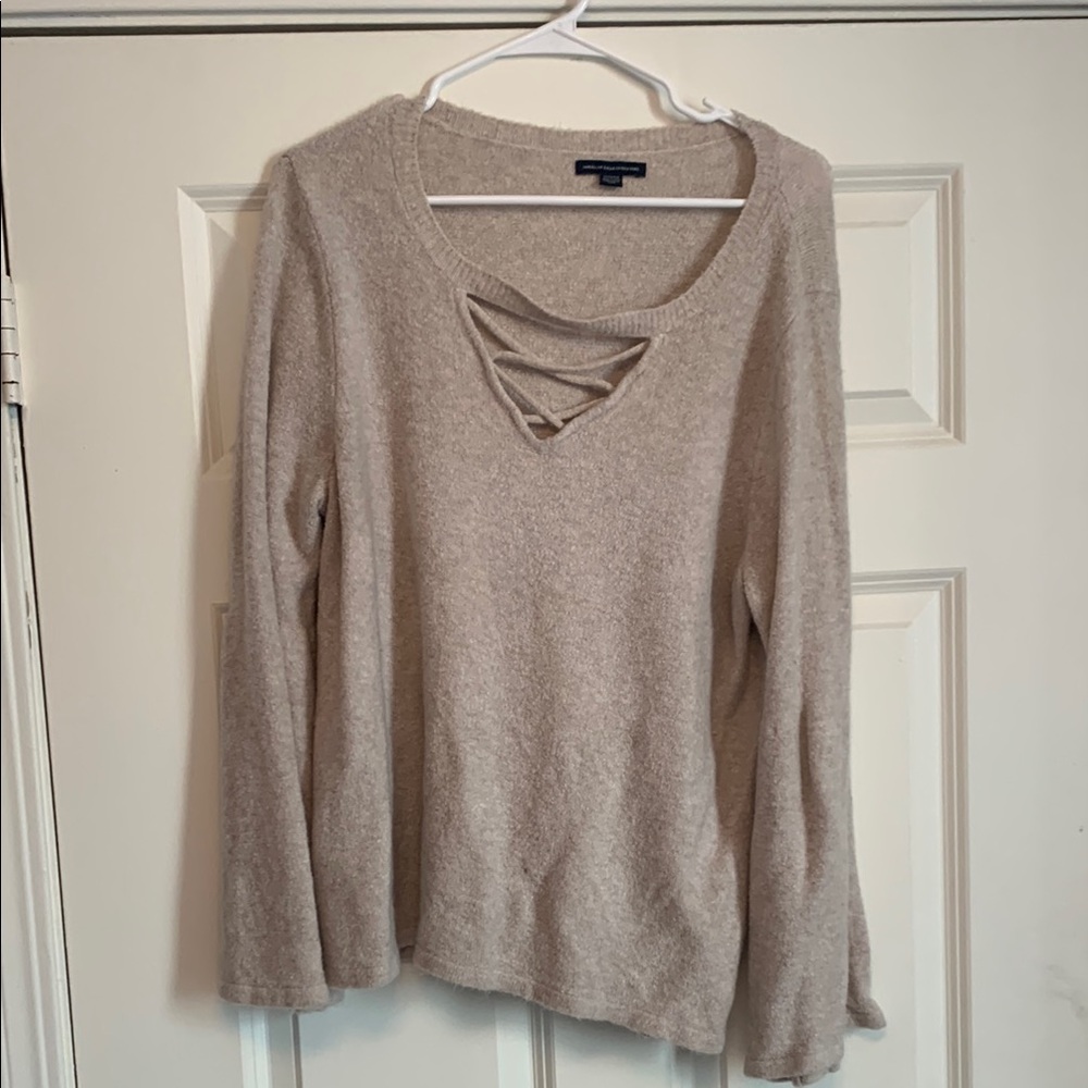 Beige Sweater with Cutout Detail